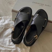 Summer Women Sheepskin Cross Strap Open Toe Casual Platform Roman Sandals