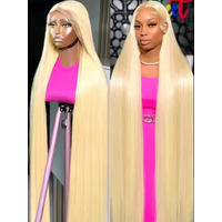 220% Density 613 Straight Wig Honey Blonde Remy Hair 13x6 HD Transparent Lace Frontal Wig 46 Inch Pre Plucked Human Hair For Women