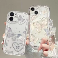 3D Butterfly Bracelet Chain Case For Xiaomi Redmi Note 13 14 Pro Plus 5G 4G 8 11 10 9 12 Pro 12S 14C 13C 12C 10C A1 A2 A3 Cases