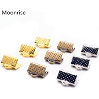 50Pcs Gold Plated Ribbon Crimp End Caps of Necklace String Ribbon Clip Bracelet Cord Foldover Bracelet Connectors Finding HK006