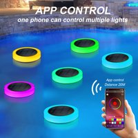 Solar LED Water Float Light Outdoor Waterproof IP68 Smart RGB Lamp Control Sensor Pool Lights For Swimming Pools Garden Lighting