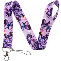 1 Butterfly Lanyard Keychain Id Credit Card Holder Pass Phone Charm Neck Strap Badge Clip Keychain Accessories