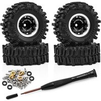 0.7" RC Crawler Tires And Beadlock Wheels Rims 1/30 1/32 Aluminum Tires Wheel For 1:30 1:32 Rock Car Axial SCX30 SCX 30 Redcat