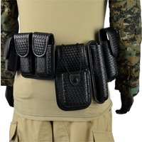 ROCOTACTICAL 8-in-1 Law Enforcement Duty Web Belt Rig with Handcuff Case, Mag Pouch, Basketweave Police Duty Belt Rig