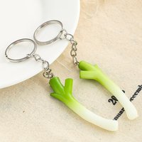 Simulation Fun Mini Green Onion Keychain Backpack Accessory Phone Anti-loss Chain for Party Children Gift Keyring Jewelry