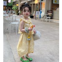 Korean 2026 children's clothing girls' summer set, beautiful yellow sleeveless top for baby girls, children's lantern pants
