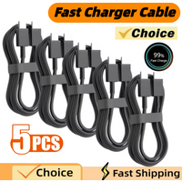 5PCS PD 100W USB Type C to C Fast Charge Cable for Samsung S22 S23 S24 S25 Plus Note Ultra A53 A54 Charging Data Cable