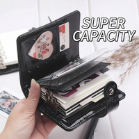 Loose Leaf Notebook Portable M5 Sized Notebook Patent Leather Journal Large Capacity Zipper Pocket Notebook For Accessory Note