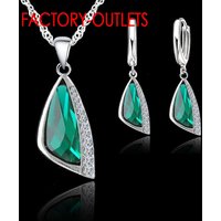 Genuine 925 Sterling Silver Brital Fasshion Jewelry Set Geometric Austrain Crystal Women Girls Engagement Anniversary Wholesale