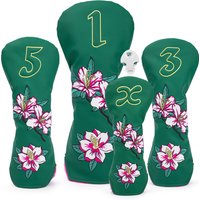 Golf Headcovers Azalea Embroidery Golf Driver Fairway Hybrid Headcover Mallet Putter Headcover Blade Putter Cover Leather Golf