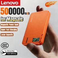 Lenovo 500000mAh Magnetic Power Bank for Magsafe Wireless Super Fast Charging External Battery Powerbank for iPhone 17/16/15/14