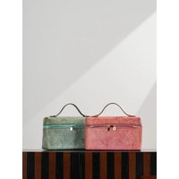 Leather Lunch Box Bag Women's Crossbody Bag Commuting Single Shoulder Tanned Cowhide Full Leather Golden Buckle LP Bag