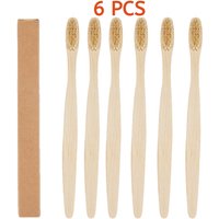 6 Pack Bamboo Toothbrushes Medium Boar Bristles 100% Biodegradable Natura Wooden Tooth Brush NO Plastic Environmentally Friendly