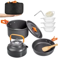 1PCS/1SET Camping Cookware Kit Outdoor Cooking Set Aluminum Pot Equipment Travel Tableware Kitchen for Hiking Picnic BBQ
