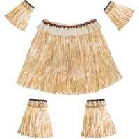 Hawaiian Grass Skirt Suit Elastic Arm Sleeve Feet Cover Grass Skirt Hula Dance Costume Beach Summer Holiday Wedding Party