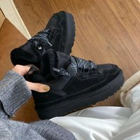 Damskie buty codzienne z grubą podeszwą EVA, bawełniane, z wełnianą podszewką, chroniące przed zimnem, śniegowce, ciepłe, z okrągłym noskiem, sznurowane, na platformie, buty codzienne.