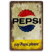 Pepsi-Cola "Say Please" Vintage Novelty Metal Sign ; Wall Art