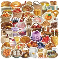 10/25/50pcs Graffiti Food Stickers Cake Decals for DIY Waterproof Fridge Scrapbook Stationery Travel Luggage Water Bottle Phone