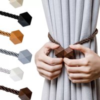 2pcs Rhombus Magnetic Curtain Tiebacks Curtain Holders Strong Magnet Multiple Colors Curtain Rope Ties for Living Bedroom Decor