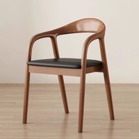Hiroshima Style Solid Wood Dining Chair with Backrest, Minimalist Light Luxury Home Armchair for Dining Room Living Room