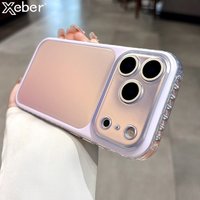 Matte Gradient Aurora with Camera Touch Button Phone Case For iPhone 17 Pro Max 16 15 Pro Soft Bumper Airbags Shockproof Cover
