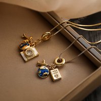18k Gold Plated Copper Zirconia Necklace Choker Creative Camera Passport Airplane Pendant Clavicle Chain For Women Jewelry Gifts