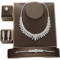 Jewelry Sets HADIYANA Bridal Zirconia For Women Party Luxury Necklace Bracelet Earringa Rings Wedding BN8132 Birthday Gift