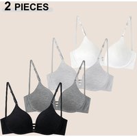 2Pcs/Set Seamless Ribbed Front Closure Brassiere For Women Solid Color Small Bust Gathered Bra Female No Wire Bra Underwear 2026