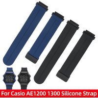 AE1200 A158 159 Silicone Strap For Casio AE-1200WH AE1300 WS1600 A168 A700 F91W Sports Waterroof Watch Band 18mm Magnetic Clasp