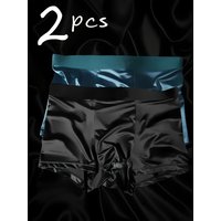 2pcs Men's Ice Silk Fiber Underwear Summer Thin Breathable Seamless Underwear Sexy Men's Underwear Antibacterial Underwear