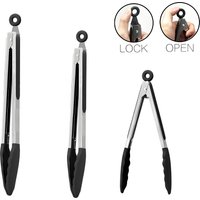 1/3Pcs Silicone Stainless Tong Steel Anti Scalding BBQ Food Tongs Non-Stick Resistant Barbecue Tongs Salad Tong 7/9/12inch