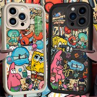 Trend Graffiti S-SpongeBobs Case For iPhone 17 Air 16 16E 15 14 13 12 11 Pro Max X XS X S Max XR SE 2020 SE4 7 8 Silicone Cover