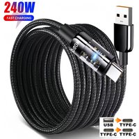 240W Nylon USB C Cable Super Fast Charging LED Digital Display Data Transfer Wire Universal For IPhone15/16 Samsung Xiaomi Honor