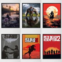 1PC Classic Game R-Red Dead R-Redemption Anime posters Self-adhesive Paper Print Home Living Room Bedroom Entrance Bar Cafe Art