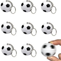 9Pcs Creative Soccer Keychains Stress Relief Stress Ball Rotate Football Shaped Pendant for Sports Bag Carnival Party Favors
