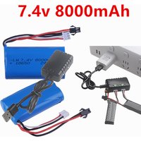 8000mAh Battery for WPL MN99S RC Car with SM2p Plug ,18650 7.4V Lipo Battery For D90 U12A S033g Q1 H101 Rc Boats Cars Tanks