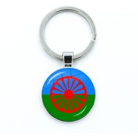 Gypsy Flag Romani Peoples Flag Keychain Keyring Jewelry Pendant Convex Glass Keychain Friends Gift