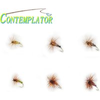 3Colors Assorted 6pcs Bobs Bits Simulating Adult Emerging Bugs 14-16# Olive/Black/Claret Surface Water Dry Flies For Brown Trout