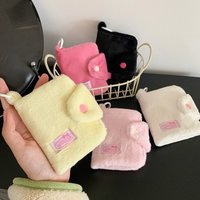 New Girl Style Kawaii Coin Pouch Ins Cute Plush Candy Color Card Holder Mini Air Pods Organizer Keychain Decoration