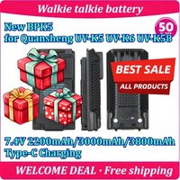 New BPK5 for Quansheng UV-K5 UV-K6 UV-K58 Walkie Talkie Battery 7.4V 2200mAh/3000mAh/3800mAh Type-C Charging Replacemen