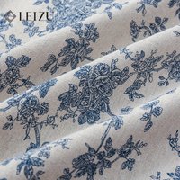 0.5/1/2 Yard Cotton Linen Blue Retro Orchid Fabrics Rural and Pastoral Style Handmade DIY Curtains Tablecloths Storage Bag