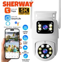 10MP Dual Lens Tuya Wifi Camera PTZ Outdoor 4K Wireless Dual Screen Security Camera Auto Tracking Monitoring Video Surveillance