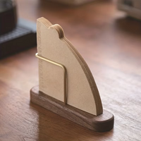 Walnut & Brass Coffee Filter Paper Holder Stand, Wooden Storage Rack for V60 Cone Coffee Filters, Coffee Bar Accessories