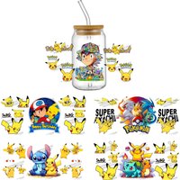 3D Cartoon Pokemon Popular Design 16oz Libbey UV DTF Cup Wrap Transfers Sticker DIY Mug Custom Waterproof Sticker