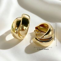 2026 Trendy Gold Crisscross Wide Hoop Clip-On Earrings for Non-Pierced Ears Minimalist Chunky C-Shaped Luxury Statement Jewelry
