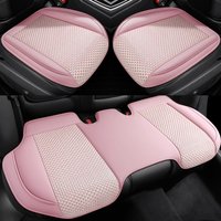 3pcs PU Leather Ice Silk Car Seat Cushion Comfortable Breathable Non Slip Fit Most Cars All Season Use