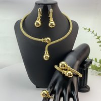 Latest Brazilian Simple Style African Bride Light Weight Gold Color Necklace Latest Luxury Jewelry Set For Women Party FHK29193
