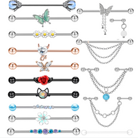 316L Surgical Steel Industrial Barbell Earrings Heart Arrow for Women Men Helix Conch Cartilage Piercing Jewelry 38mm 14g Bar