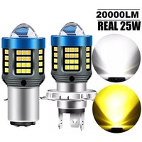 H4 H6 BA20D LED Motorcycle Light Bulb LED Fisheye Lens Dual Color White Yellow CSP Chip Motorbike Headlight Scooter Fog Lamp