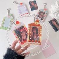 Cute Cartoon Fruit Clear Photocard Holder 3 Inch Kpop Star Card Hard Case Pendant Display